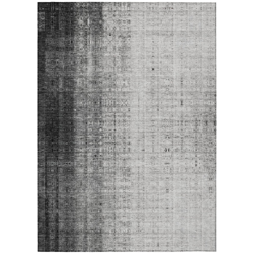 HomeRoots 10' Gray and Ivory Striped Washable Area Rug for Indoor/Outdoor Use - Durable, Stylish & Easy Care! 639898