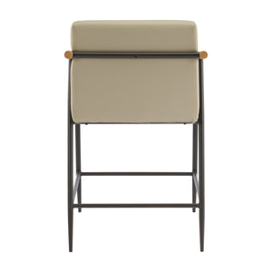 English Elm Christopher Knight Home® - Counter Stool Mid-Century Modern Set of 2 with Metal Frame, Soft Cushions & Solid Wood Armrests Espresso,khaki N771P247153V