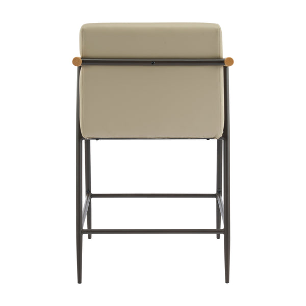 English Elm Christopher Knight Home® - Counter Stool Mid-Century Modern Set of 2 with Metal Frame, Soft Cushions & Solid Wood Armrests Espresso,khaki N771P247153V