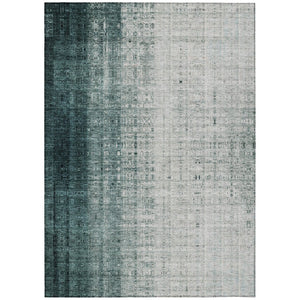 HomeRoots 5' Teal Blue and Ivory Striped Indoor-Outdoor Area Rug - Durable, Washable, Coastal Style for Any Space 639900