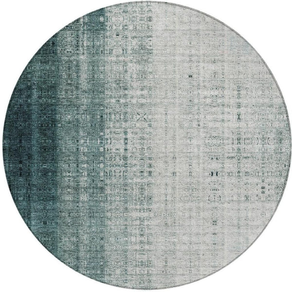 HomeRoots 8' Teal Blue and Ivory Striped Area Rug - Stylish, Washable, Durable for Indoor & Outdoor Spaces 639901