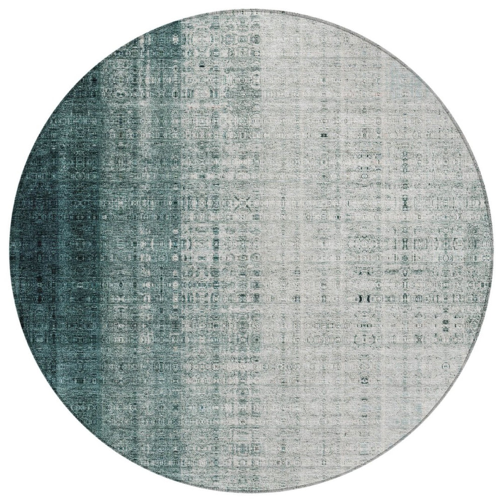HomeRoots 8' Teal Blue and Ivory Striped Area Rug - Stylish, Washable, Durable for Indoor & Outdoor Spaces 639901