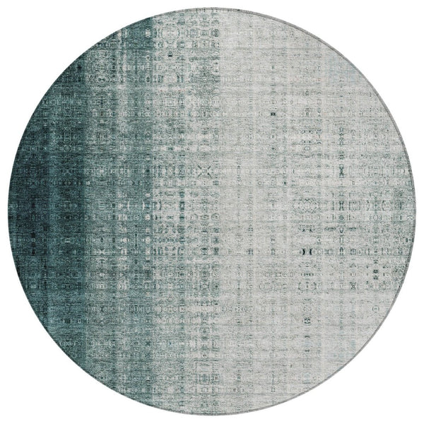 HomeRoots 8' Teal Blue and Ivory Striped Area Rug - Stylish, Washable, Durable for Indoor & Outdoor Spaces 639901