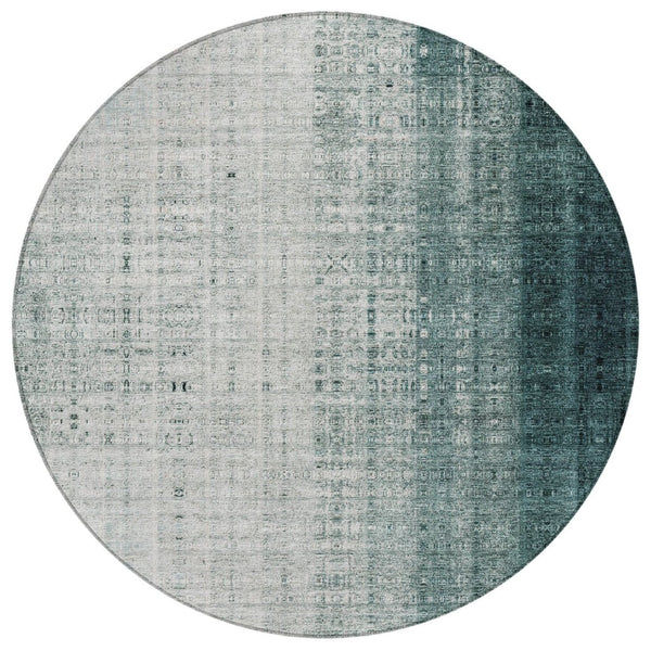 HomeRoots 8' Teal Blue and Ivory Striped Area Rug - Stylish, Washable, Durable for Indoor & Outdoor Spaces 639901