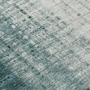 HomeRoots 8' Teal Blue and Ivory Striped Area Rug - Stylish, Washable, Durable for Indoor & Outdoor Spaces 639901