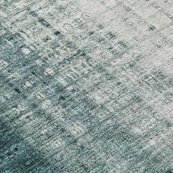 HomeRoots 8' Teal Blue and Ivory Striped Area Rug - Stylish, Washable, Durable for Indoor & Outdoor Spaces 639901