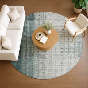 HomeRoots 8' Teal Blue and Ivory Striped Area Rug - Stylish, Washable, Durable for Indoor & Outdoor Spaces 639901