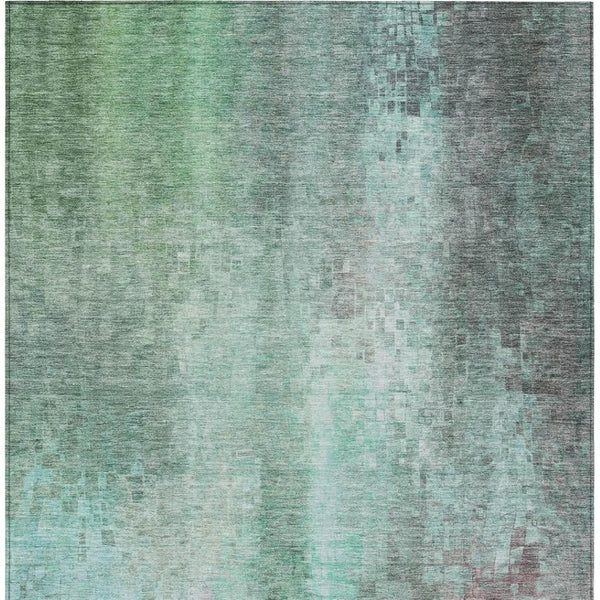 HomeRoots 5' Aqua & Teal Abstract Area Rug - Stylish, Washable, Indoor/Outdoor, Durable & Easy Care Design 639906