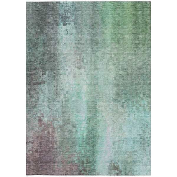 HomeRoots 5' Aqua & Teal Abstract Area Rug - Stylish, Washable, Indoor/Outdoor, Durable & Easy Care Design 639906