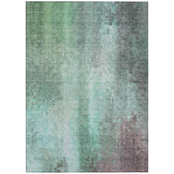 HomeRoots 5' Aqua & Teal Abstract Area Rug - Stylish, Washable, Indoor/Outdoor, Durable & Easy Care Design 639906