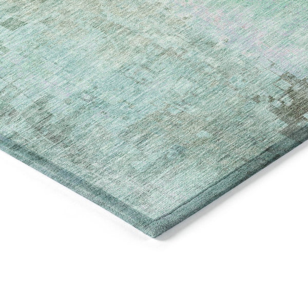 HomeRoots 5' Aqua & Teal Abstract Area Rug - Stylish, Washable, Indoor/Outdoor, Durable & Easy Care Design 639906