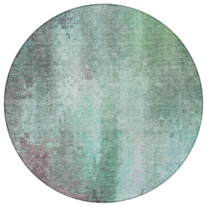 HomeRoots 8' Aqua and Teal Round Abstract Rug - Washable, Durable Design for Indoor & Outdoor Spaces, Pet-Friendly 639907