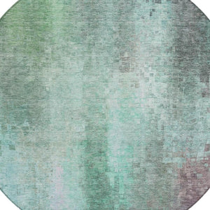 HomeRoots 8' Aqua and Teal Round Abstract Rug - Washable, Durable Design for Indoor & Outdoor Spaces, Pet-Friendly 639907
