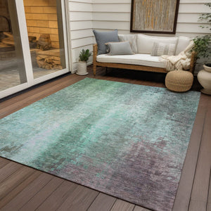 HomeRoots 10' Aqua and Teal Abstract Washable Area Rug - Durable Indoor/Outdoor Design for High-Traffic Spaces 639910