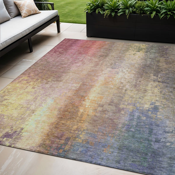 HomeRoots 5' X 8' Blush and Gold Abstract Rug - Durable, Washable Area Rug for Indoor/Outdoor Elegance 639912