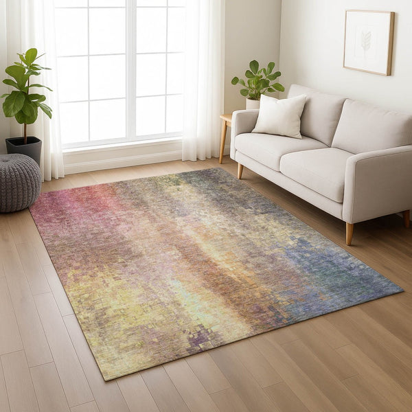 HomeRoots 5' X 8' Blush and Gold Abstract Rug - Durable, Washable Area Rug for Indoor/Outdoor Elegance 639912