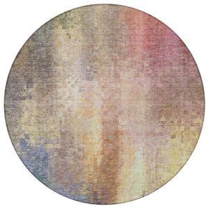 HomeRoots 8' Blush and Gold Round Abstract Rug - Washable, Stylish Design for Indoor & Outdoor Use, Durable & Chic 639913