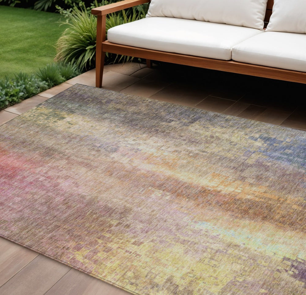 HomeRoots 9' X 12' Blush and Gold Abstract Area Rug - Stylish, Machine Washable for Indoor/Outdoor Use! 639915