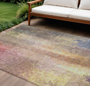 HomeRoots 10' Blush and Gold Abstract Washable Area Rug - Durable, Stylish for Indoor/Outdoor Spaces, Easy Care 639916