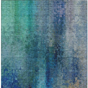 HomeRoots 9' X 12' Blue and Tan Abstract Area Rug - Durable, Washable, Stylish Design for Indoor & Outdoor Use 639921