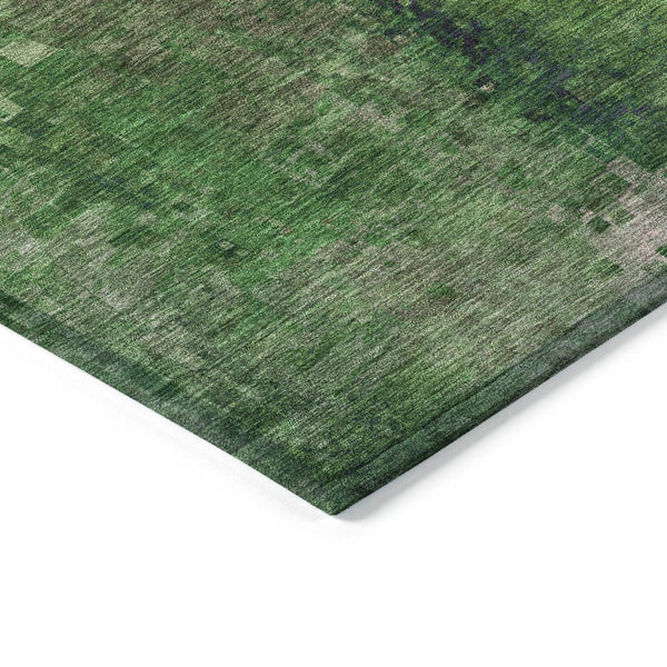 HomeRoots 5' Colorful Abstract Washable Area Rug - Durable Green & Purple Design for Indoor/Outdoor Use 639924