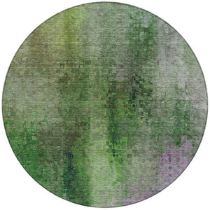 HomeRoots 8' Vibrant Green and Purple Round Abstract Rug - Washable, Durable, Stylish for Indoor & Outdoor Use 639925