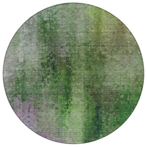 HomeRoots 8' Vibrant Green and Purple Round Abstract Rug - Washable, Durable, Stylish for Indoor & Outdoor Use 639925
