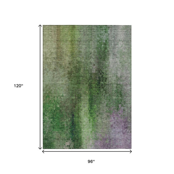 HomeRoots 8' X 10' Abstract Green and Purple Washable Area Rug - Stylish, Durable, Indoor/Outdoor Versatility! 639926