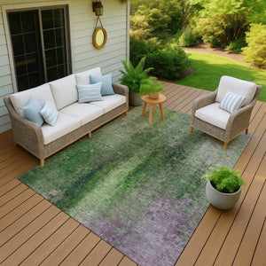 HomeRoots 8' X 10' Abstract Green and Purple Washable Area Rug - Stylish, Durable, Indoor/Outdoor Versatility! 639926