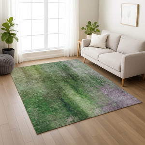 HomeRoots 8' X 10' Abstract Green and Purple Washable Area Rug - Stylish, Durable, Indoor/Outdoor Versatility! 639926