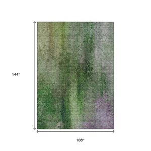 HomeRoots 9' X 12' Vibrant Green and Purple Abstract Indoor-Outdoor Rug - Durable, Washable, Stylish Design! 639927