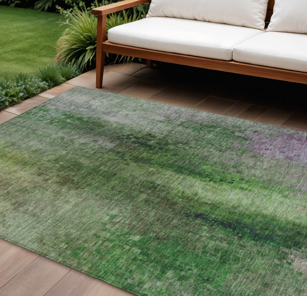 HomeRoots 10' X 14' Bold Green and Purple Abstract Area Rug – Washable, Durable, Perfect for Indoors or Outdoors! 639928