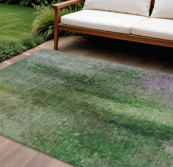 HomeRoots 10' X 14' Bold Green and Purple Abstract Area Rug – Washable, Durable, Perfect for Indoors or Outdoors! 639928