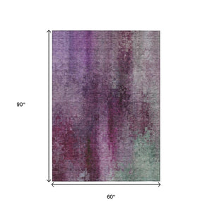 HomeRoots 5' X 8' Abstract Purple and Plum Washable Area Rug for Indoor/Outdoor Spaces - Stylish & Durable! 639930