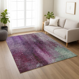 HomeRoots 5' X 8' Abstract Purple and Plum Washable Area Rug for Indoor/Outdoor Spaces - Stylish & Durable! 639930