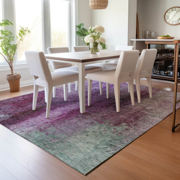 HomeRoots 5' X 8' Abstract Purple and Plum Washable Area Rug for Indoor/Outdoor Spaces - Stylish & Durable! 639930