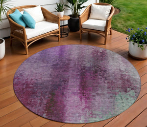 HomeRoots 8' Bold Purple & Plum Round Abstract Area Rug - Washable, Durable, Indoor/Outdoor Décor Solution! 639931