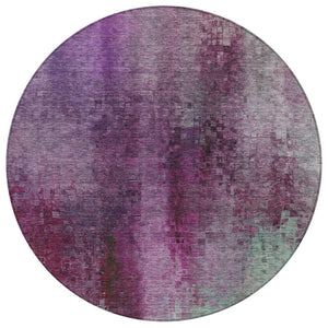 HomeRoots 8' Bold Purple & Plum Round Abstract Area Rug - Washable, Durable, Indoor/Outdoor Décor Solution! 639931