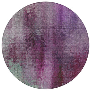 HomeRoots 8' Bold Purple & Plum Round Abstract Area Rug - Washable, Durable, Indoor/Outdoor Décor Solution! 639931
