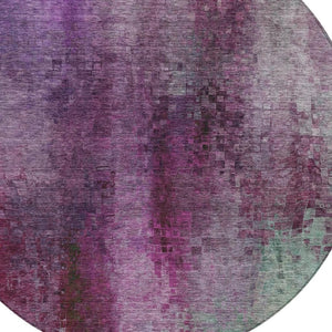 HomeRoots 8' Bold Purple & Plum Round Abstract Area Rug - Washable, Durable, Indoor/Outdoor Décor Solution! 639931