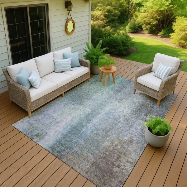 HomeRoots 5' X 8' Pale Aqua and Lavender Abstract Rug – Stylish, Washable Accent for Indoor & Outdoor Spaces! 639936