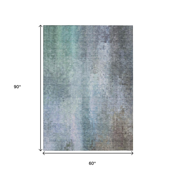 HomeRoots 5' X 8' Pale Aqua and Lavender Abstract Rug – Stylish, Washable Accent for Indoor & Outdoor Spaces! 639936