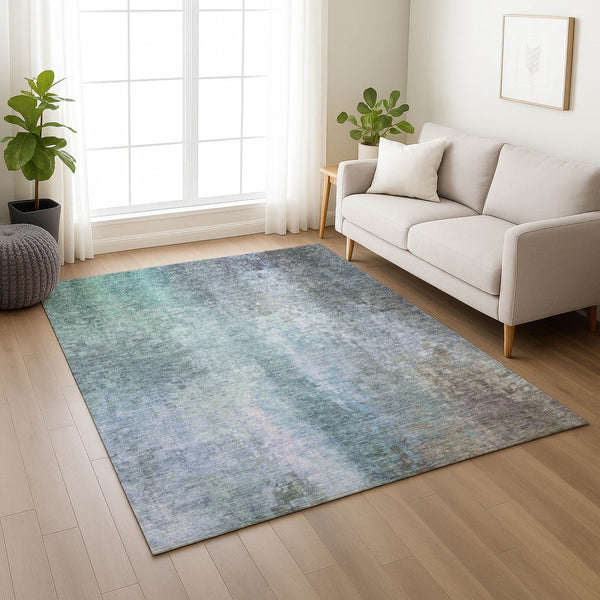 HomeRoots 5' X 8' Pale Aqua and Lavender Abstract Rug – Stylish, Washable Accent for Indoor & Outdoor Spaces! 639936