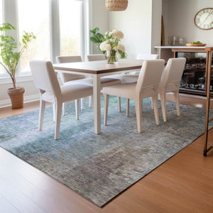 HomeRoots 5' X 8' Pale Aqua and Lavender Abstract Rug – Stylish, Washable Accent for Indoor & Outdoor Spaces! 639936