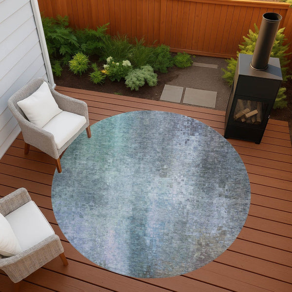 HomeRoots 8' Pale Aqua & Lavender Round Abstract Area Rug - Washable, Stylish Design for Indoor & Outdoor Use 639937