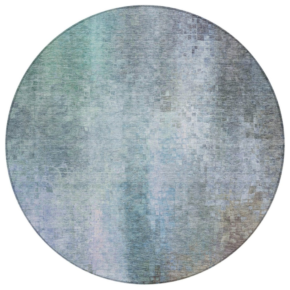 HomeRoots 8' Pale Aqua & Lavender Round Abstract Area Rug - Washable, Stylish Design for Indoor & Outdoor Use 639937
