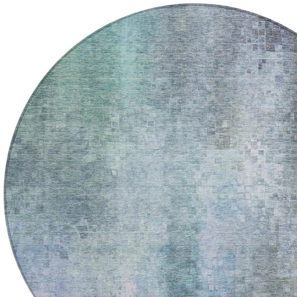 HomeRoots 8' Pale Aqua & Lavender Round Abstract Area Rug - Washable, Stylish Design for Indoor & Outdoor Use 639937