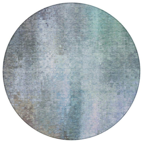 HomeRoots 8' Pale Aqua & Lavender Round Abstract Area Rug - Washable, Stylish Design for Indoor & Outdoor Use 639937