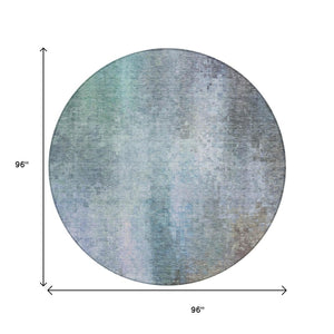 HomeRoots 8' Pale Aqua & Lavender Round Abstract Area Rug - Washable, Stylish Design for Indoor & Outdoor Use 639937