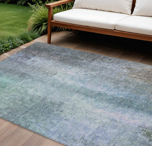 HomeRoots 9' X 12' Washable Pale Aqua & Lavender Abstract Area Rug – Perfect for Modern Indoor & Outdoor Spaces! 639939